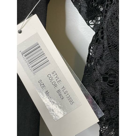 Dynabelly Round Neck Black Lace Sleeve Maternity Top Blouse Black Womens M NWT - Picture 8 of 13